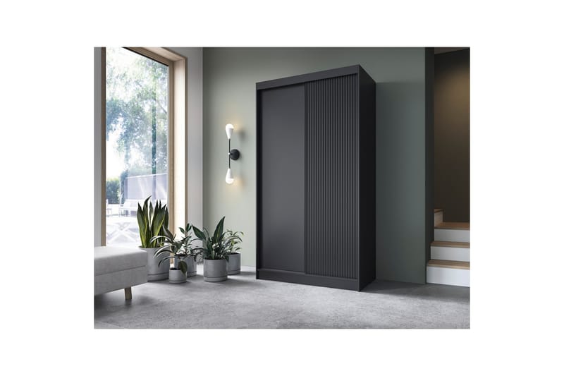 Prescco Garderobe 120x220 cm - Svart - Oppbevaring - Garderober & garderobesystem