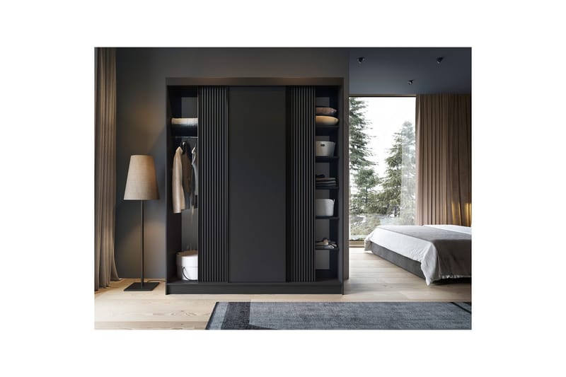 Prescco Garderobe 120x220 cm - Svart - Oppbevaring - Garderober & garderobesystem