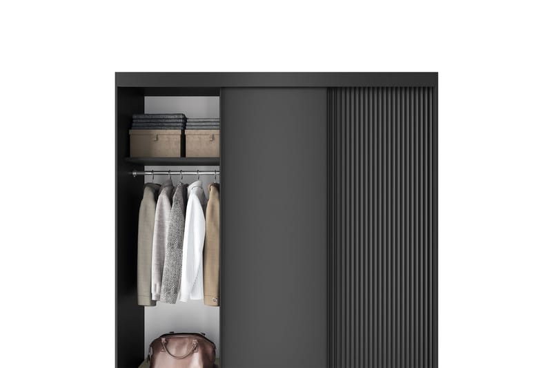 Prescco Garderobe 120x220 cm - Svart - Oppbevaring - Garderober & garderobesystem