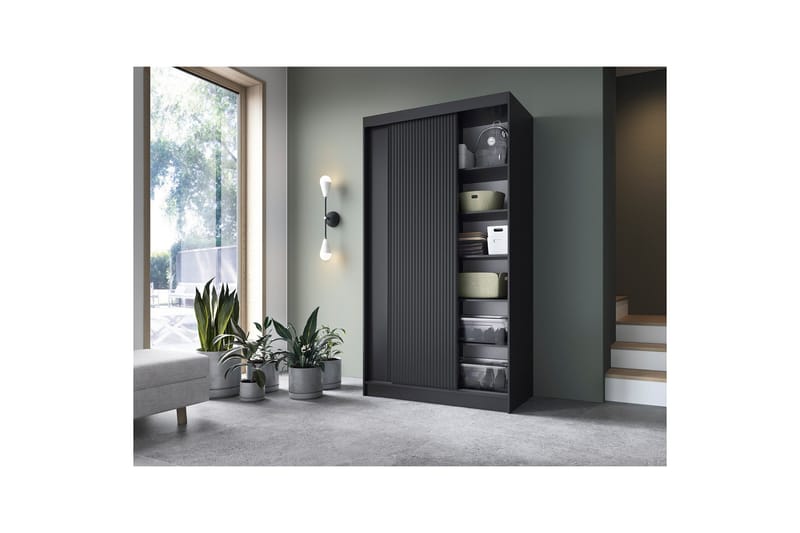 Prescco Garderobe 120x220 cm - Svart - Oppbevaring - Garderober & garderobesystem