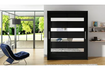 Presto Garderobe 150 cm med Oppbevaring i Malt Tre - Svart - Oppbevaring - Garderober & garderobesystem