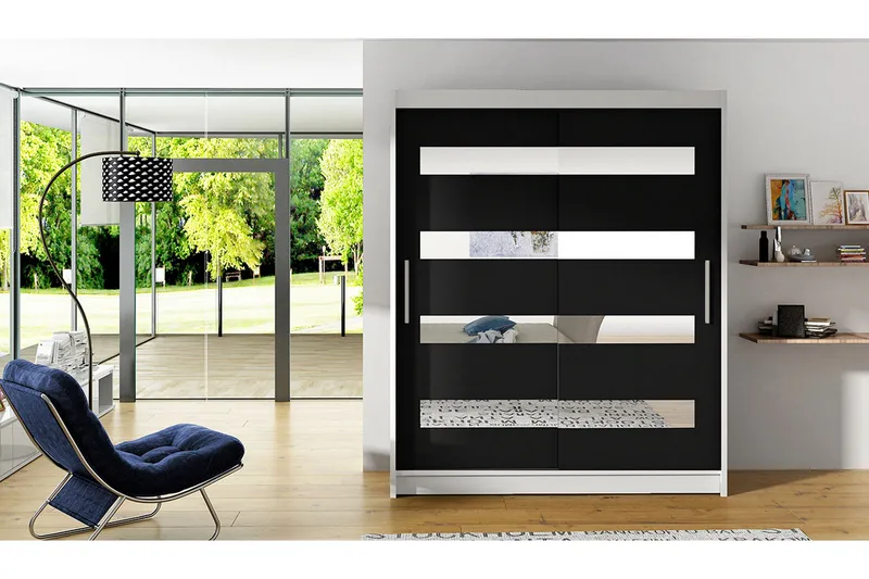 Presto Garderobe 58x150 cm - Hvit/Svart - Oppbevaring - Garderober & garderobesystem