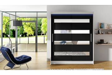 Presto Garderobe 58x150 cm LED-belysning - Hvit/Svart - Oppbevaring - Garderober & garderobesystem