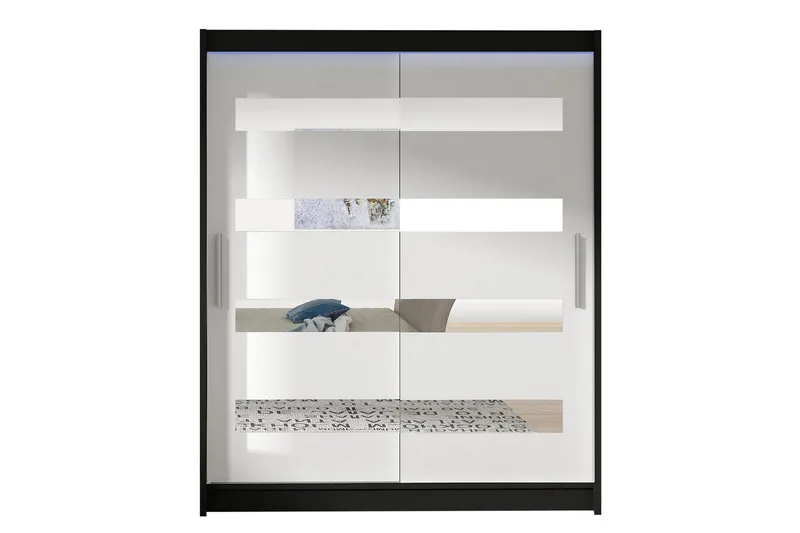 Presto Garderobe 58x150 cm LED-belysning - Svart/Hvit - Oppbevaring - Garderober & garderobesystem