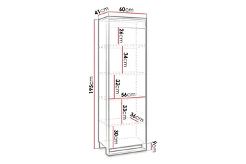 Quant Garderobe 41x60 cm - Eik/Svart - Oppbevaring - Garderober & garderobesystem