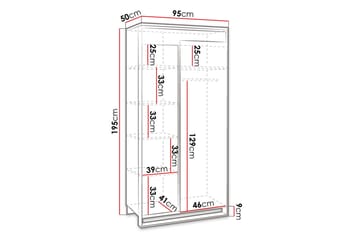 Quant Garderobe 50x95 cm - Eik/Svart - Oppbevaring - Garderober & garderobesystem