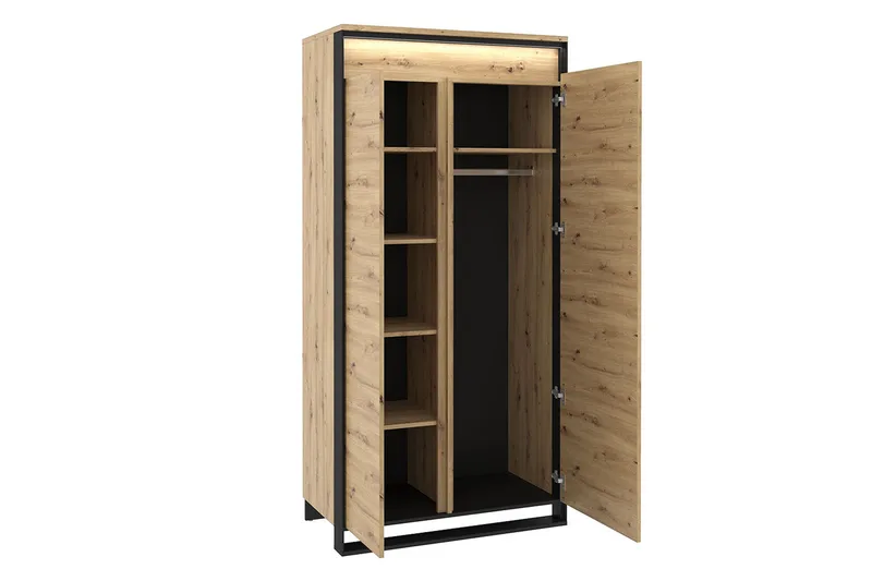 Quant Garderobe 50x95 cm - Eik/Svart - Oppbevaring - Garderober & garderobesystem