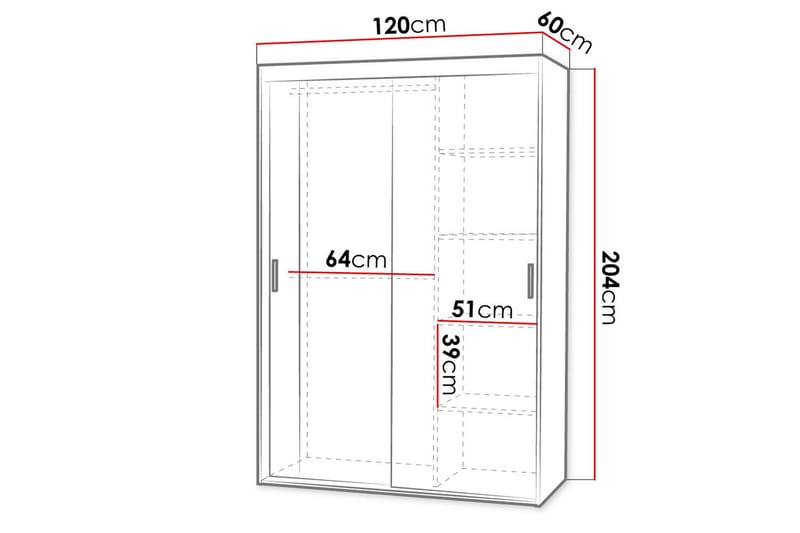 Rejasia Garderobe med Speil 120 cm - Hvit - Oppbevaring - Garderober & garderobesystem