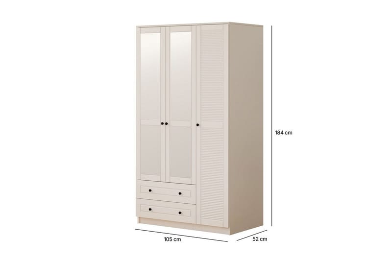 Rynric Garderobe 105x184 cm - Matt Hvit - Oppbevaring - Garderober & garderobesystem