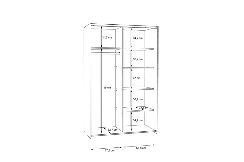 Shipts Garderobe 62x120 cm - Hvit - Oppbevaring - Garderober & garderobesystem