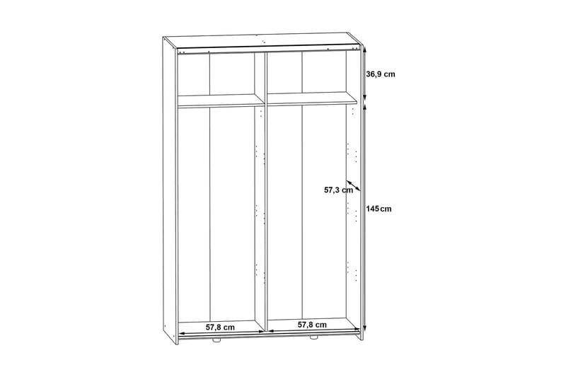 Shipts Garderobe 62x120 cm - Hvit/Brun - Oppbevaring - Garderober & garderobesystem