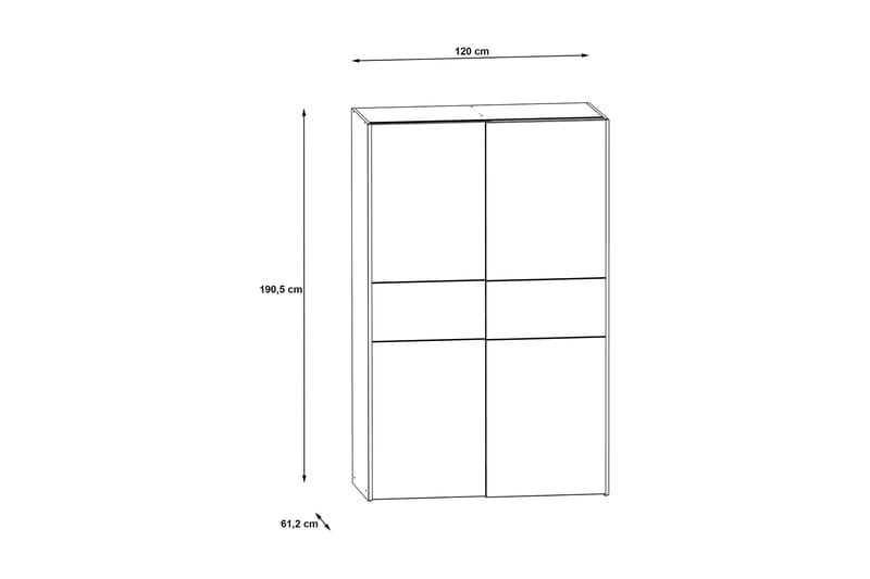 Shipts Garderobe 62x120 cm - Hvit/Brun - Oppbevaring - Garderober & garderobesystem