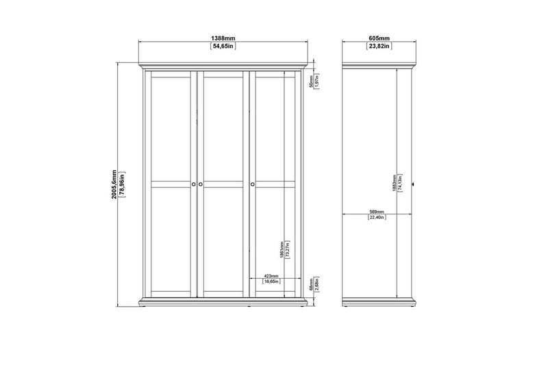 Shoiba Garderobe 138,8x200,6 cm - Hvit - Oppbevaring - Garderober & garderobesystem