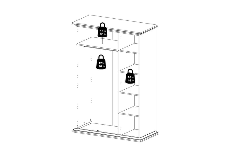 Shoiba Garderobe 138,8x200,6 cm - Hvit - Oppbevaring - Garderober & garderobesystem