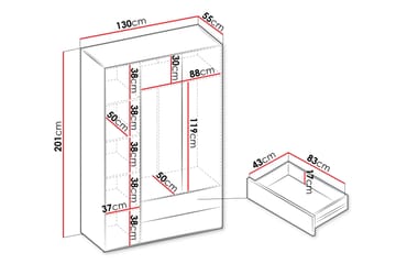 Sigmana Garderobeskap 130x201 cm - Brun - Oppbevaring - Garderober & garderobesystem