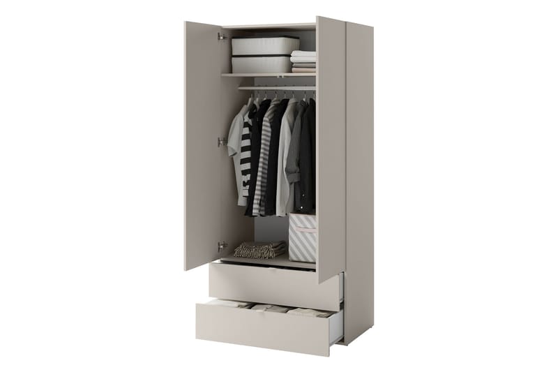 Sigmana Garderobeskap 90x201 cm - Lys Grå - Oppbevaring - Garderober & garderobesystem