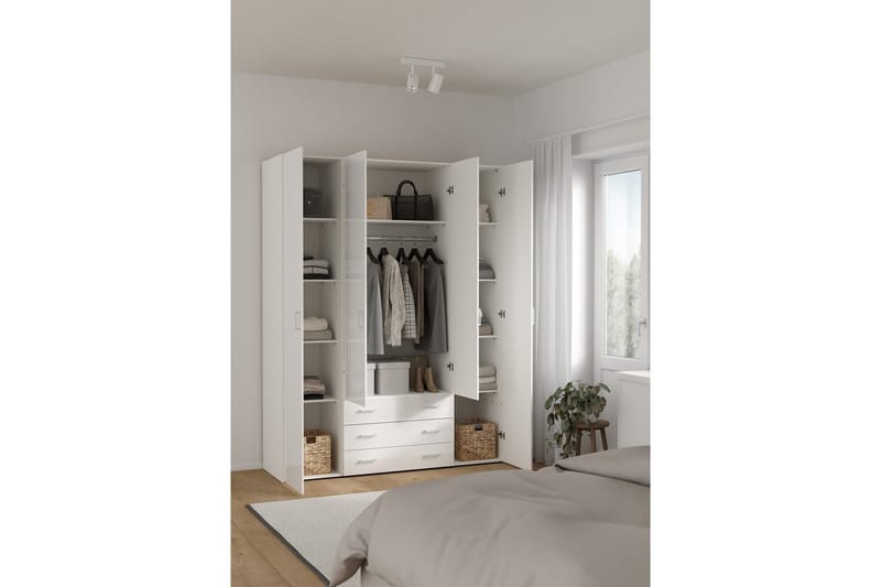 Space Garderobe 154x200 cm - Hvit - Oppbevaring - Garderober & garderobesystem