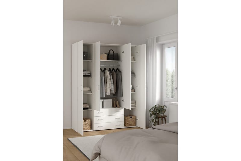 Space Garderobe 154x200 cm - Hvit - Oppbevaring - Garderober & garderobesystem