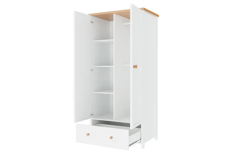 Story Garderobeskap 85 cm i Malt Tre - Hvit - Oppbevaring - Garderober & garderobesystem