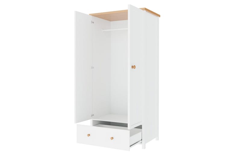 Story Garderobeskap 85 cm i Malt Tre - Hvit - Oppbevaring - Garderober & garderobesystem