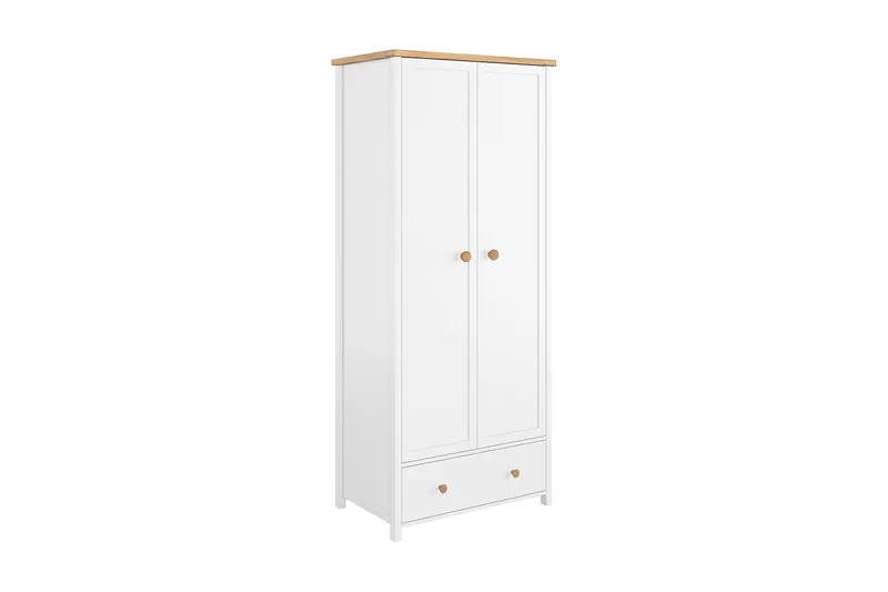 Story Garderobeskap 85 cm i Malt Tre, Hvit