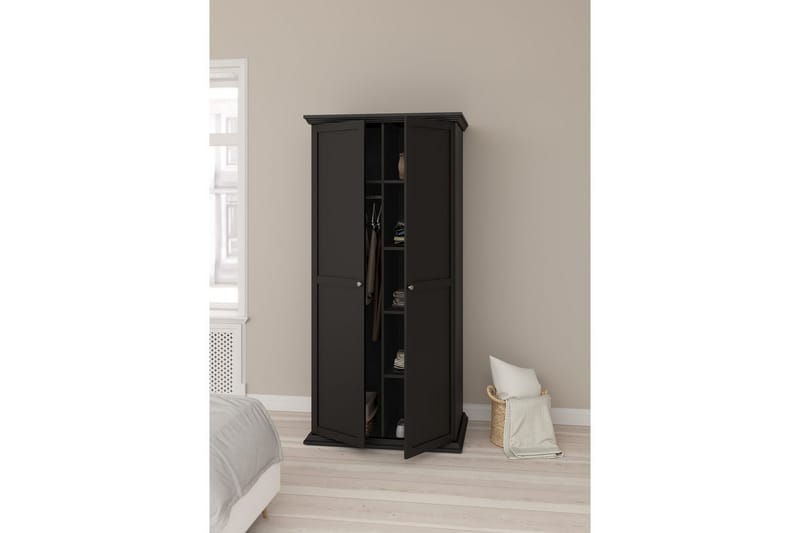 Suneta Garderobe 96x200 cm - Svart - Oppbevaring - Garderober & garderobesystem