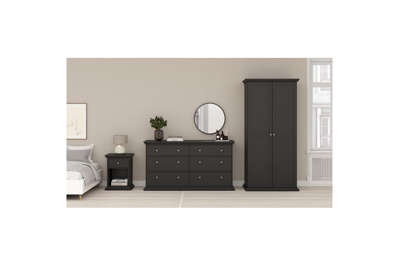 Suneta Garderobe 96x200 cm - Svart - Oppbevaring - Garderober & garderobesystem