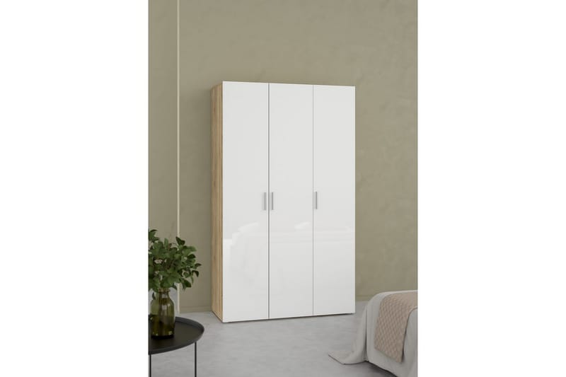 Suntia Garderobe 118x201 cm - Hvit/Natur - Oppbevaring - Garderober & garderobesystem