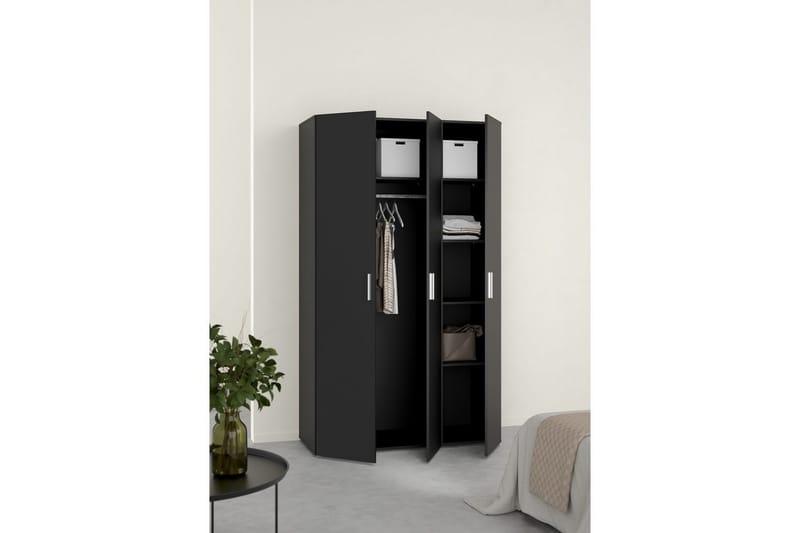 Suntia Garderobe 118x201 cm - Svart - Oppbevaring - Garderober & garderobesystem