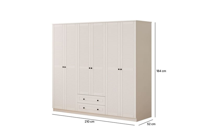 Sylvenor Garderobe 210x184 cm - Matt Hvit - Oppbevaring - Garderober & garderobesystem