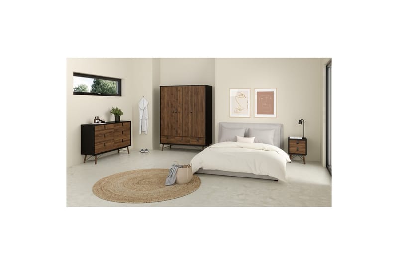 Tadami Garderobe 150x200 cm - Svart/Natur - Oppbevaring - Garderober & garderobesystem