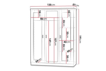 Tadeusz Garderobe 135x57x190 cm - Oppbevaring - Garderober & garderobesystem