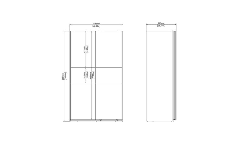 Takeru Garderobe 119x200 cm - Hvit - Oppbevaring - Garderober & garderobesystem