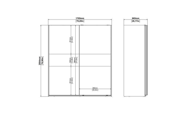 Takeru Garderobe 179x200 cm - Hvit - Oppbevaring - Garderober & garderobesystem