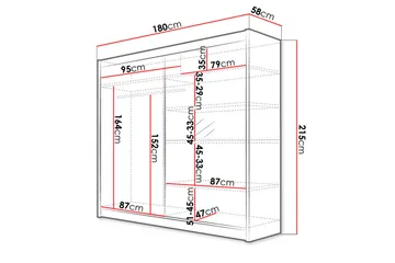 Talin Garderobe 180x58x215 cm - Beige / Grå /  Hvit - Oppbevaring - Garderober & garderobesystem