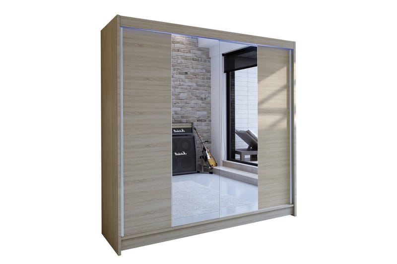 Talin Garderobe 180x58x215 cm, Beige / Grå
