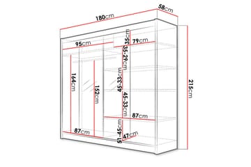 Talin Garderobe 180x58x215 cm - Hvit - Oppbevaring - Garderober & garderobesystem