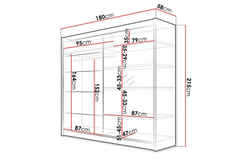 Talin Garderobe 58x180 cm - Eik - Oppbevaring - Garderober & garderobesystem