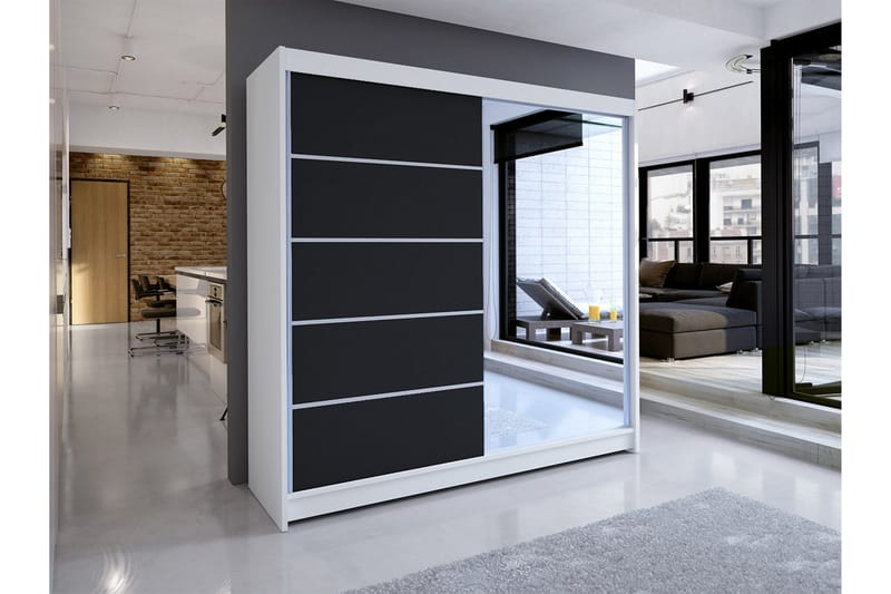 Talin Garderobe 58x180 cm - Hvit/Svart - Oppbevaring - Garderober & garderobesystem
