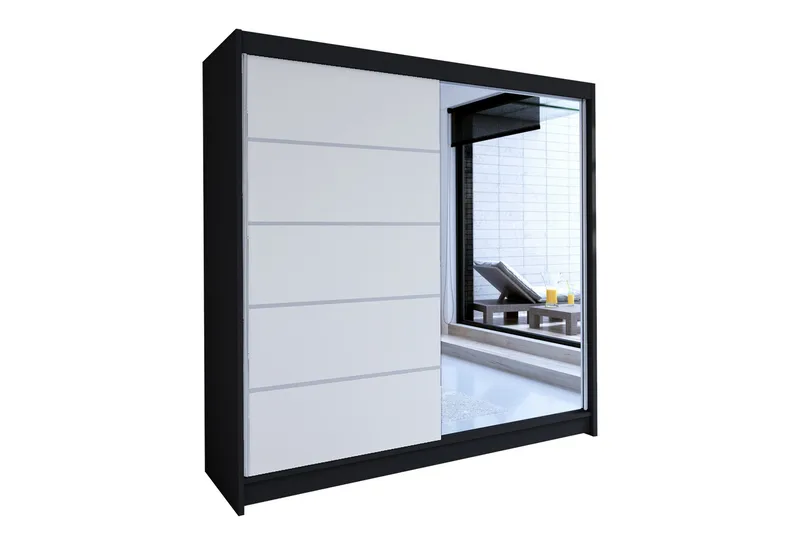 Talin Garderobe 58x180 cm LED-belysning, Svart/Hvit