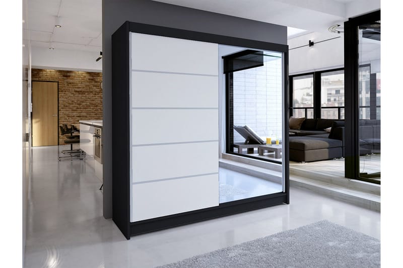 Talin Garderobe 58x180 cm - Svart/Hvit - Oppbevaring - Garderober & garderobesystem