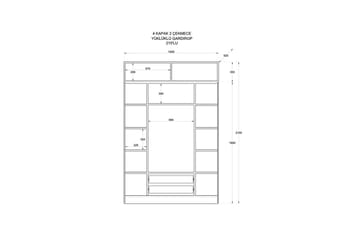 Talren Garderobe 140x210 cm - Matt Hvit - Oppbevaring - Garderober & garderobesystem