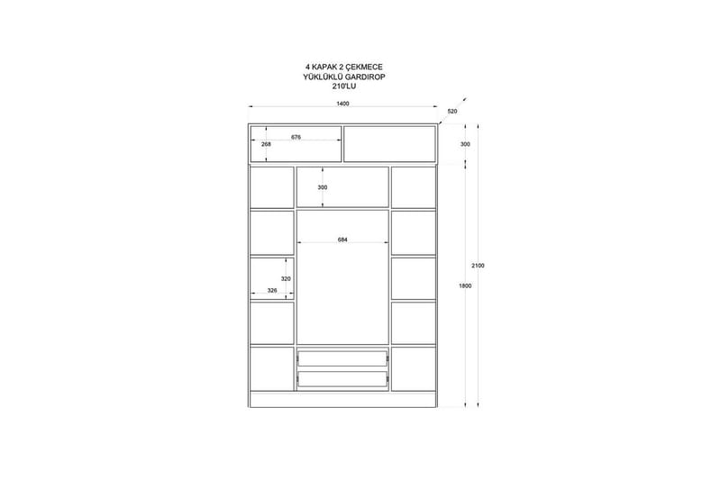 Talren Garderobe 140x210 cm - Matt Hvit - Oppbevaring - Garderober & garderobesystem