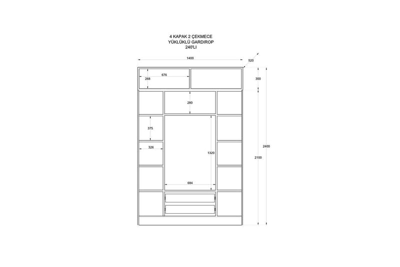 Talren Garderobe 140x240 cm - Matt Hvit - Oppbevaring - Garderober & garderobesystem