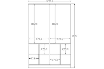 Taren Garderobe 120x180 cm - Matt Hvit/Antrasitt - Oppbevaring - Garderober & garderobesystem