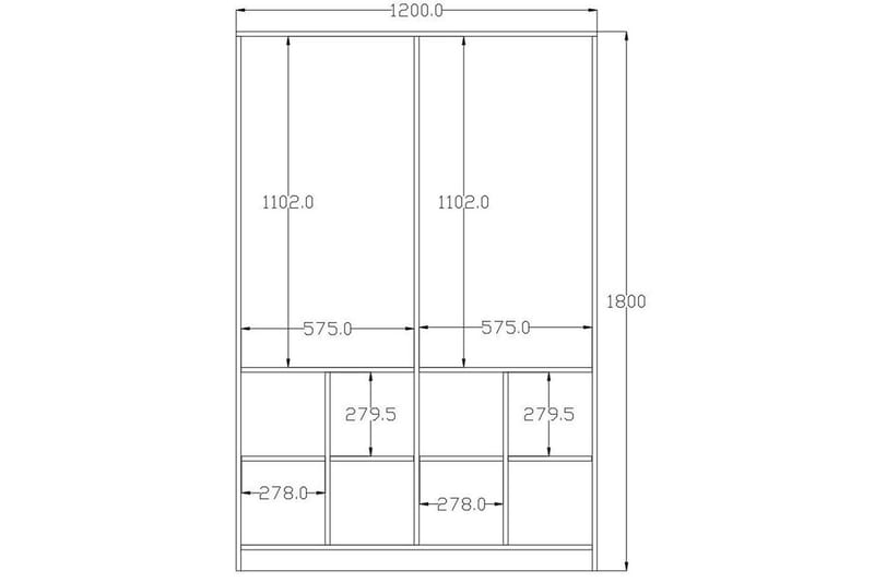 Taren Garderobe 120x180 cm - Matt Hvit/Antrasitt - Oppbevaring - Garderober & garderobesystem