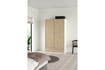 Tetsu Garderobe 121x200 cm - Hvit/Natur - Oppbevaring - Garderober & garderobesystem