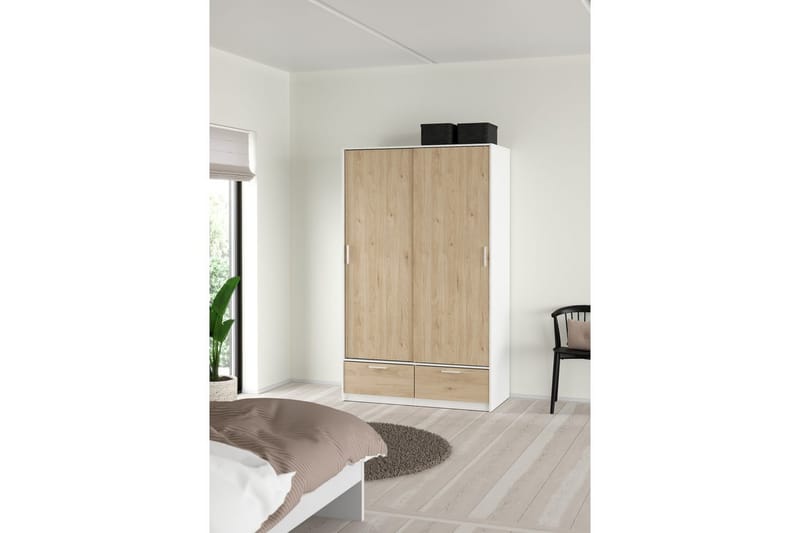 Tetsu Garderobe 121x200 cm - Hvit/Natur - Oppbevaring - Garderober & garderobesystem