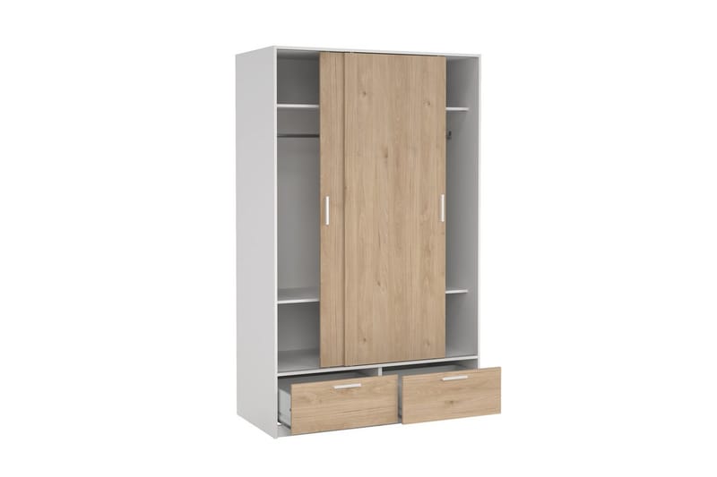 Tetsu Garderobe 121x200 cm - Hvit/Natur - Oppbevaring - Garderober & garderobesystem