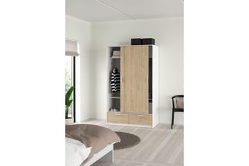 Tetsu Garderobe 121x200 cm - Hvit/Natur - Oppbevaring - Garderober & garderobesystem